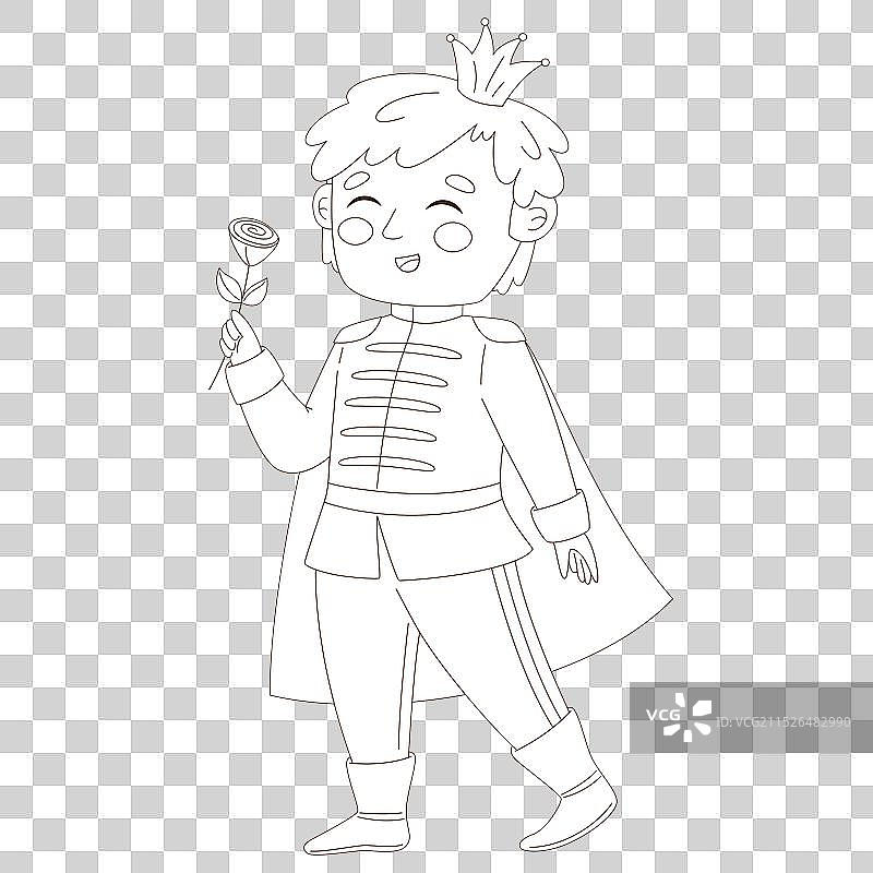 以可爱王子为主题的迷人填色页图片素材