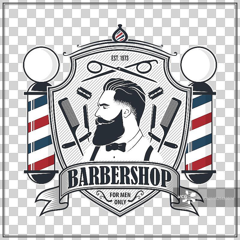 理发店标志设计概念与理发柱图片素材