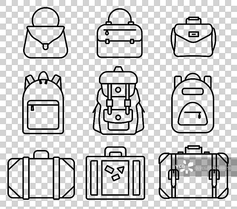 多种手提行李箱图标（女性）图片素材