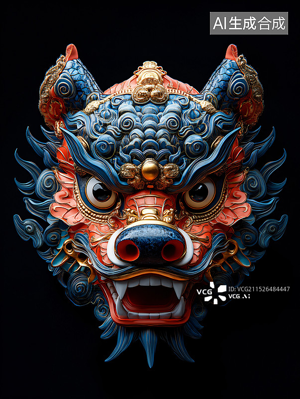 【AI数字艺术】十二生肖工艺品面具傩面具图片素材