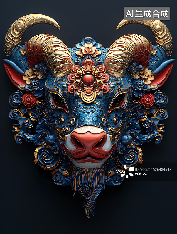 【AI数字艺术】十二生肖工艺品面具傩面具图片素材
