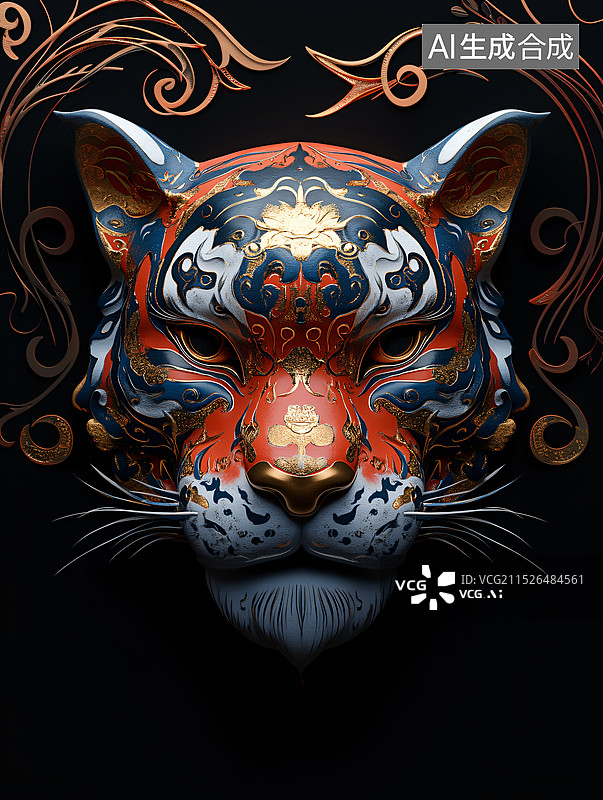 【AI数字艺术】十二生肖工艺品面具傩面具图片素材