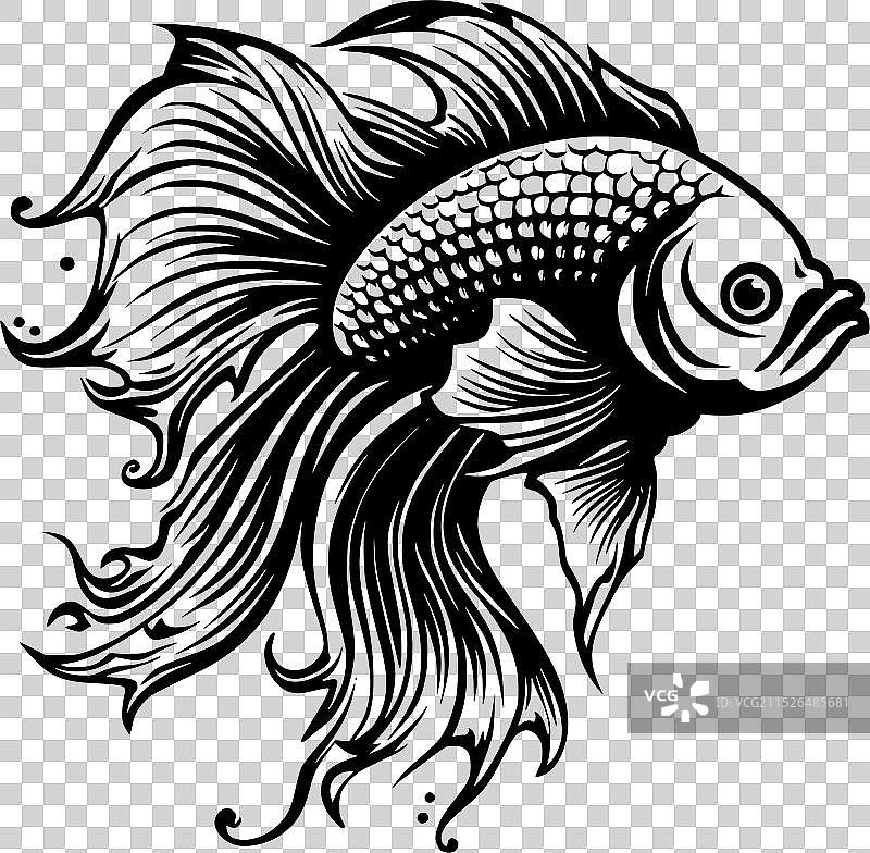 斗鱼黑白隔离图标图片素材