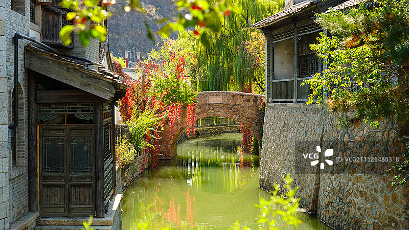 古北水镇秋色 小桥流水人家图片素材