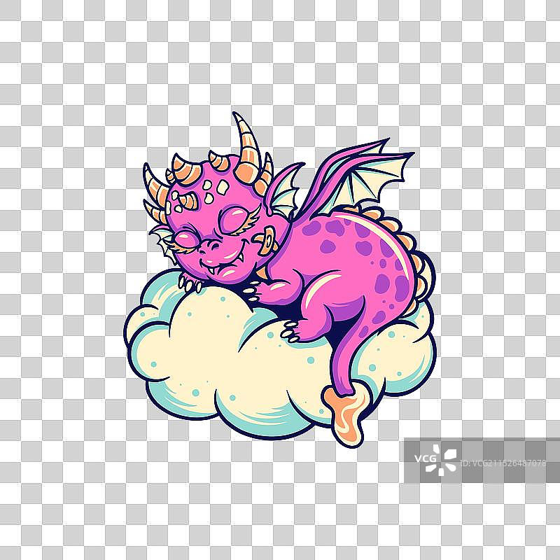 正在睡觉的龙宝宝图片素材