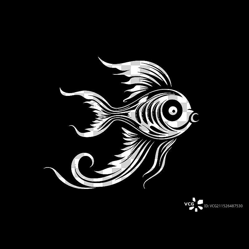 鱼 - 简约扁平风格标志图片素材