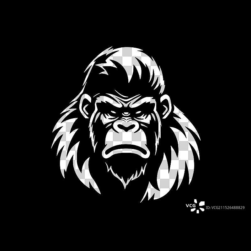 黑白猩猩隔离图标图片素材