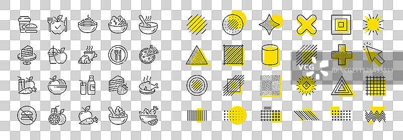 蔬菜料理和夏威夷盖饭食物的餐饮图标图片素材