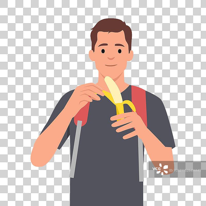 年轻男人吃香蕉图片素材