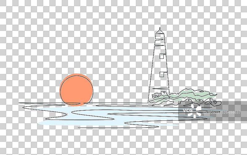 单线绘制灯塔图片素材