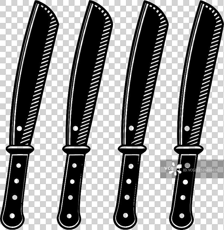 白色背景上的刀具轮廓艺术图片素材