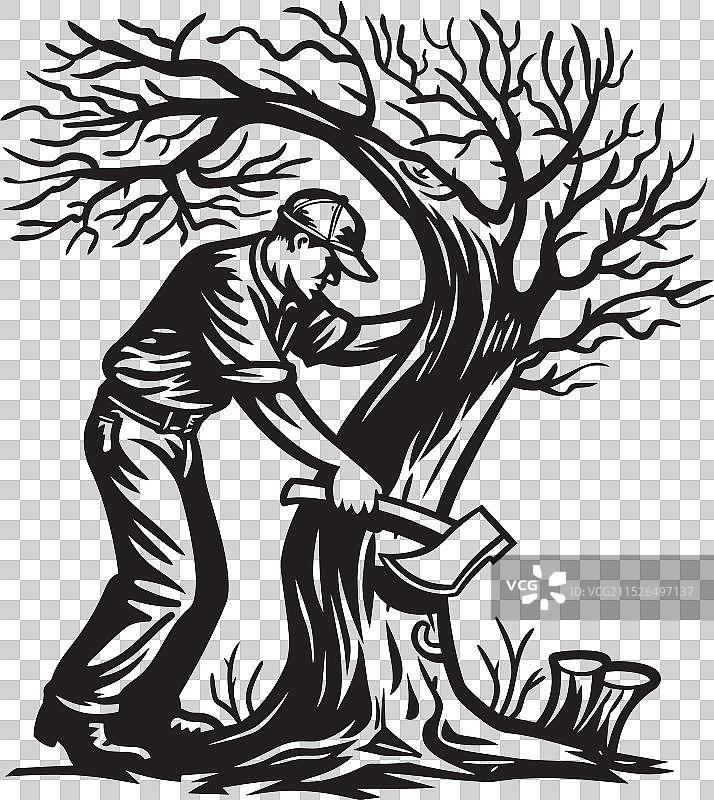 伐木大师徽章斧头标志图片素材