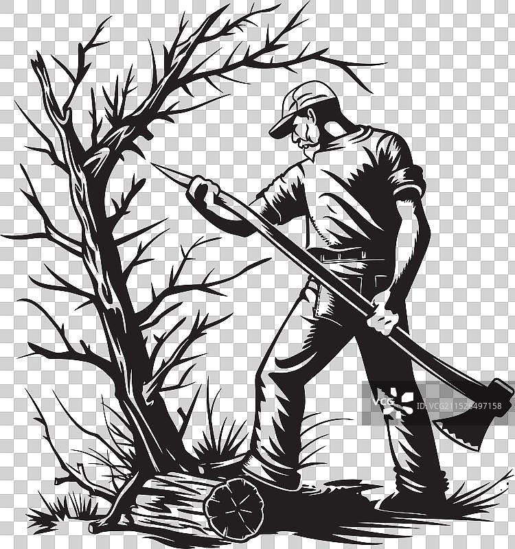 树木复仇者徽章木材收割英雄标志图片素材