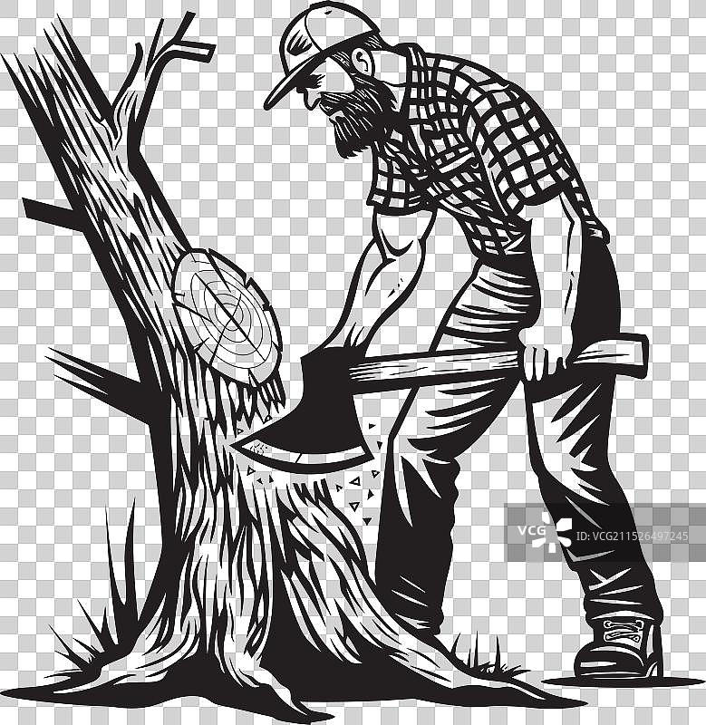 斧头图案木材征服者标志图片素材