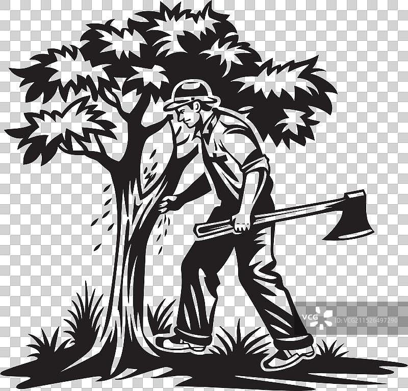 伐树专家斧头标志设计图片素材