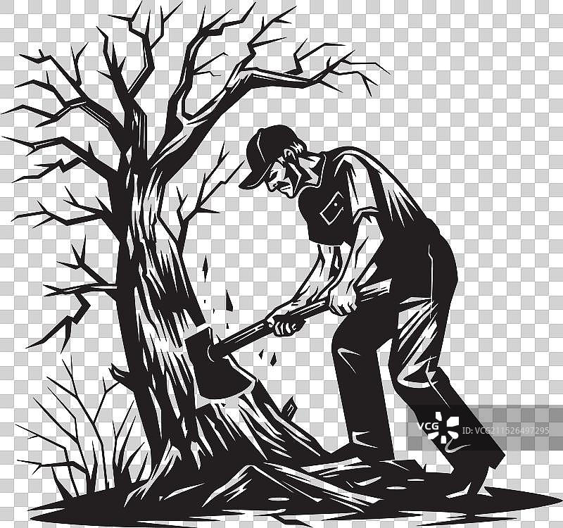 挥舞斧头的战士徽章图片素材