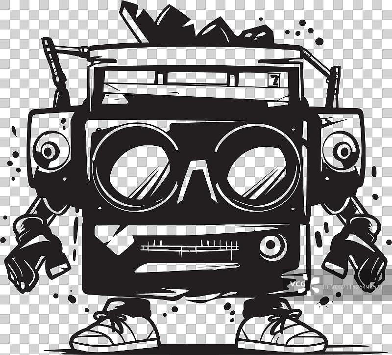 时髦的朋友手提音响黑色标志声波图片素材