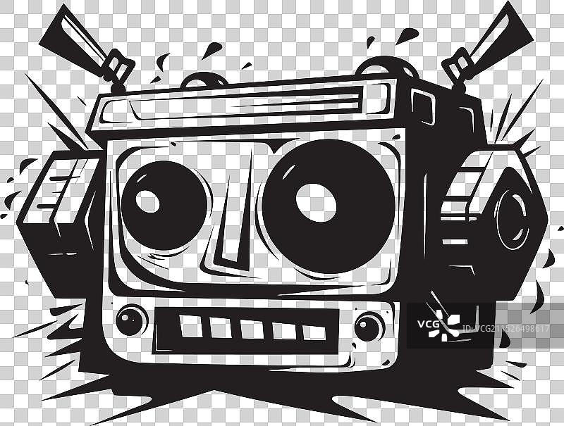 Beatbox伙伴吉祥物徽章黑色复古设计图片素材