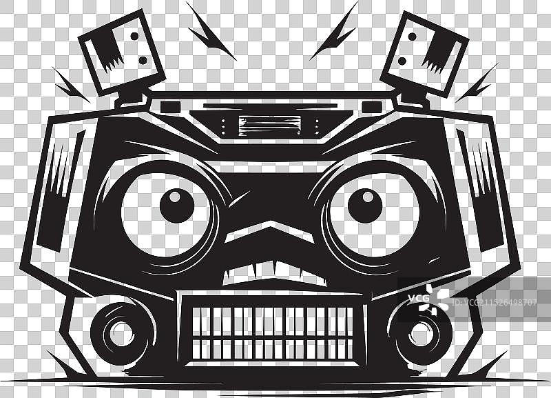 时髦的朋友音响吉祥物声波标志图片素材