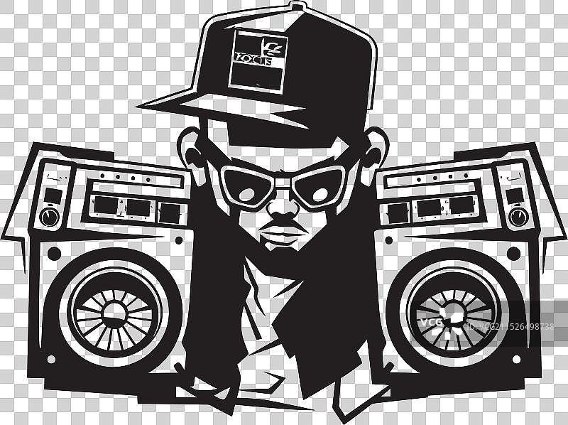 时髦的朋友黑色标志性吉祥物声波图片素材