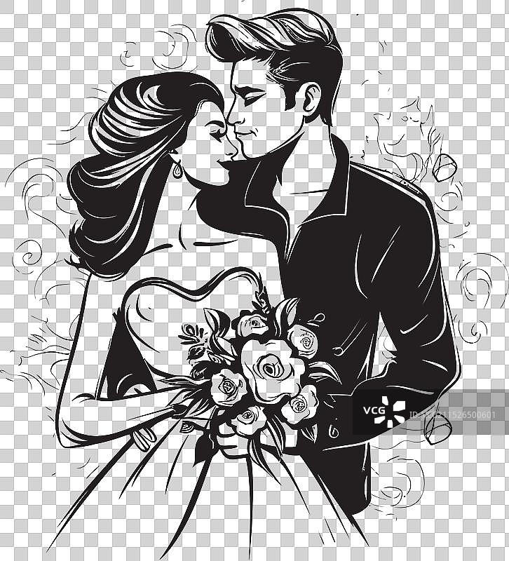 永恒的爱新娘和新郎象征图标图片素材