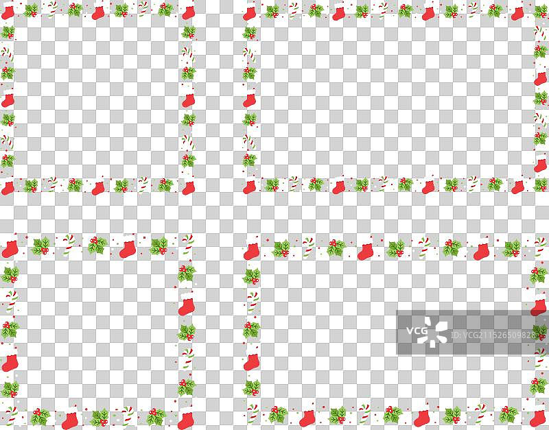 方形和矩形圣诞框架边框套装图片素材