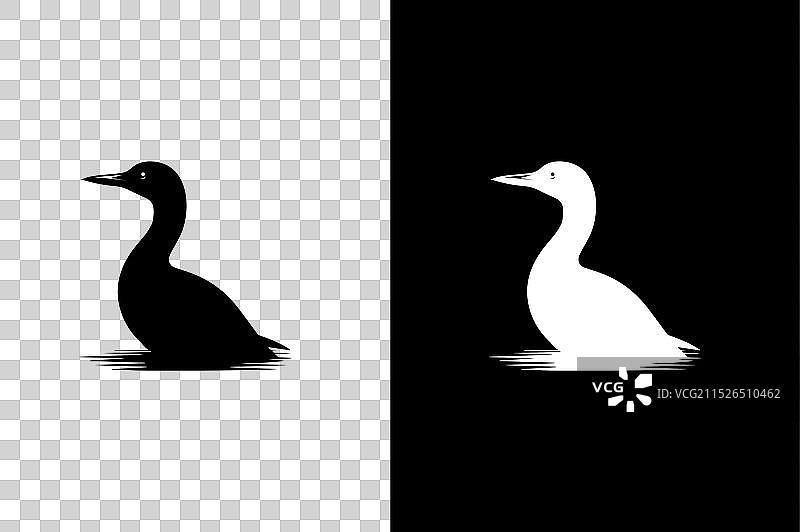 潜鸟剪影鸭子潜鸟标志图片素材