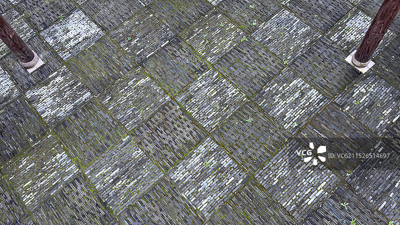 青砖铺砌的地面图片素材