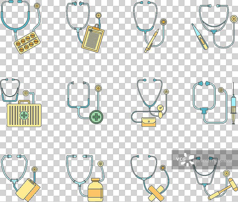 听诊器图标彩色合集图片素材