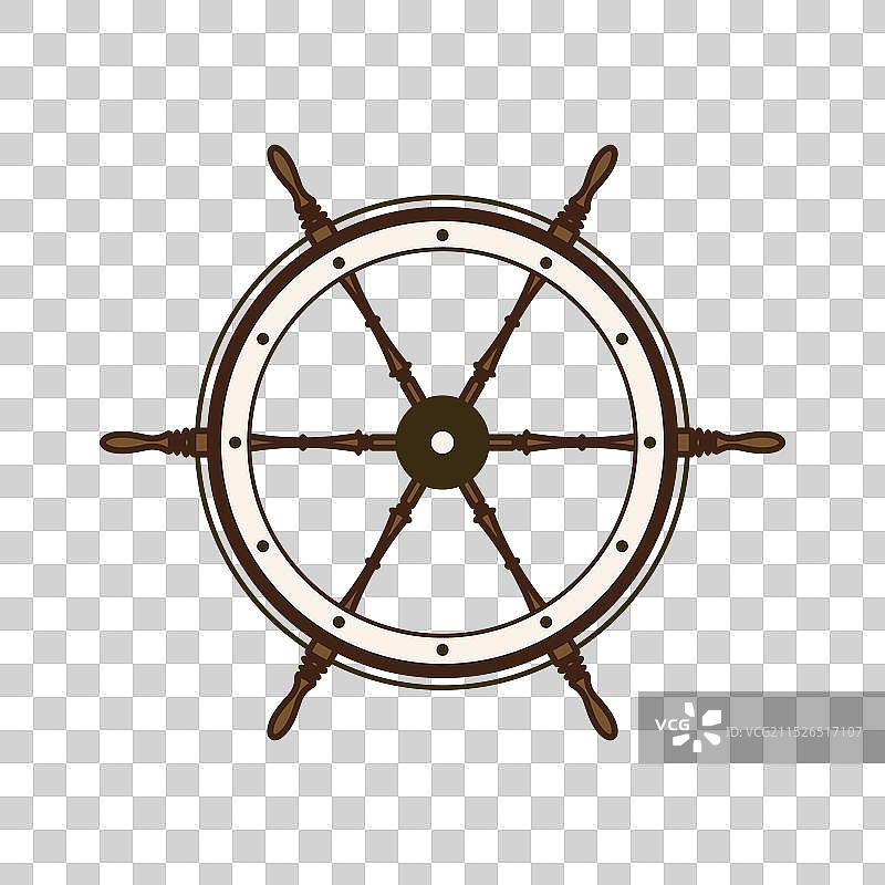 老式木制船用方向盘图片素材
