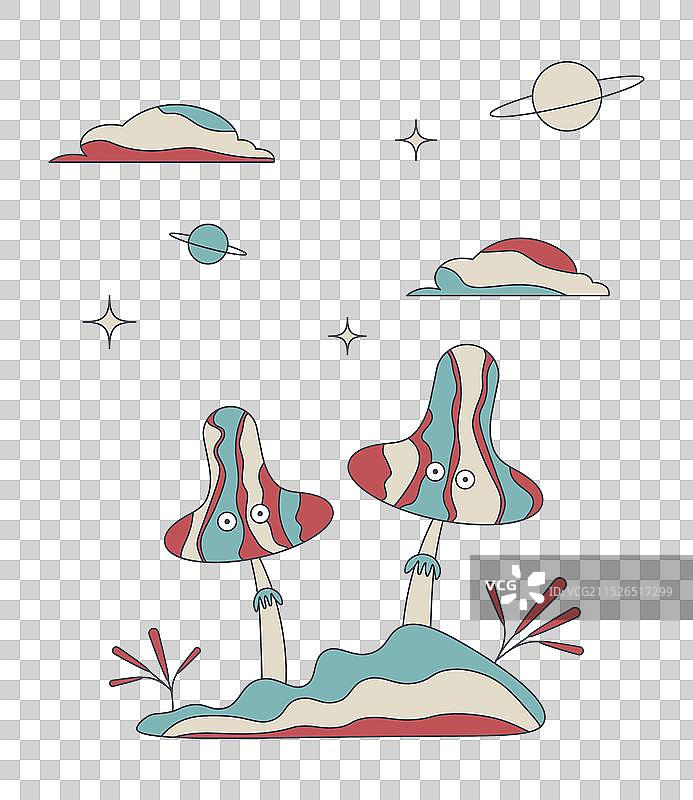 迷幻复古超现实主义元素图片素材