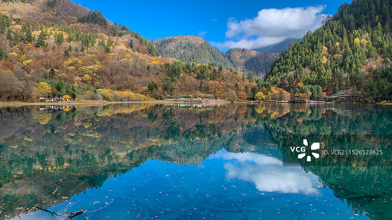 著名景点：金秋时节童话世界九寨沟——金铃海图片素材