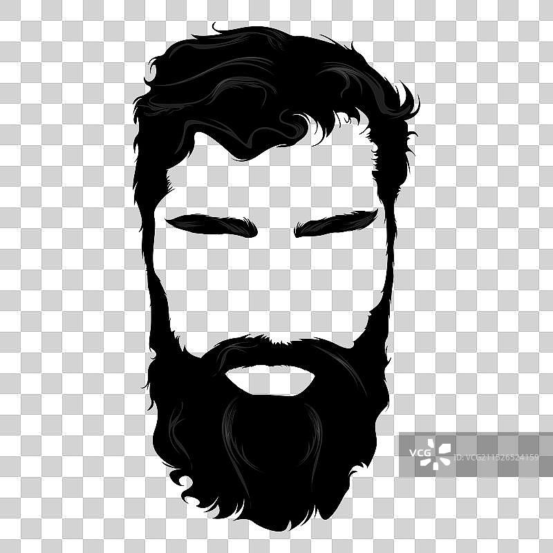 白色背景上的胡须和头发图片素材