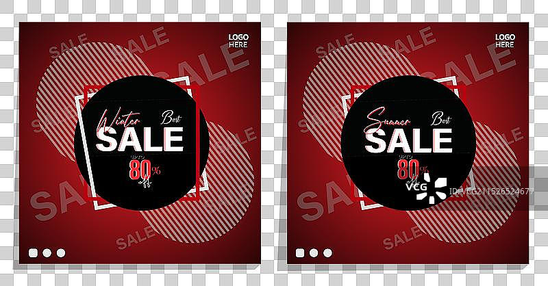 社交媒体夏冬季促销帖子模板图片素材