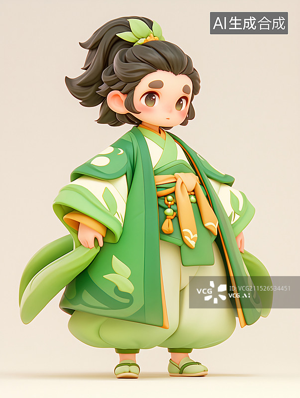 【AI数字艺术】古风男孩的3D渲染插画图片素材