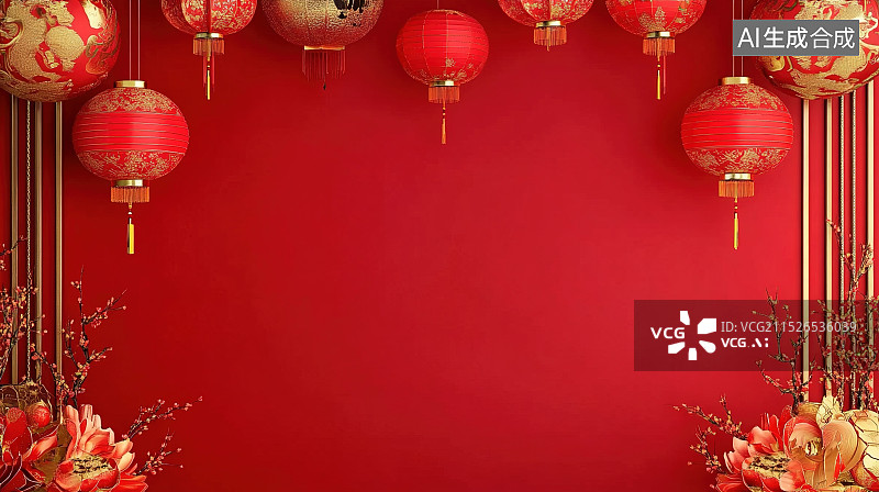 【AI数字艺术】中国风新年灯笼装饰图片素材