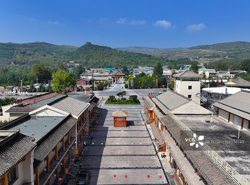 青海省海东市互助县土族故土园纳顿庄园小庄土族民俗文化村航拍图片素材