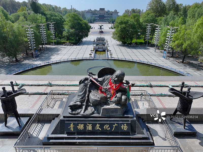 青海省海东市互助县土族故土园青稞酒文化广场航拍图片素材