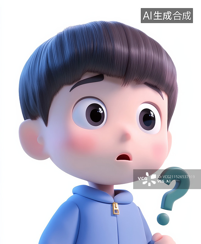 【AI数字艺术】儿童青春期的疑惑3D人物图片素材