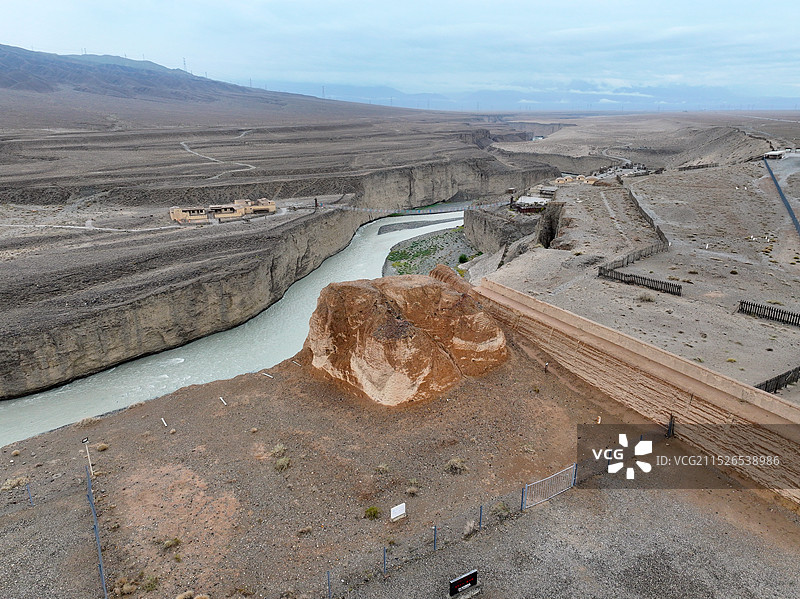 甘肃省嘉峪关市长城第一墩景区航拍图片素材