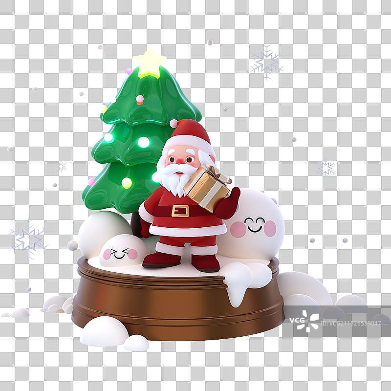 3D渲染卡通风格圣诞节圣诞老人卡通形象图片素材