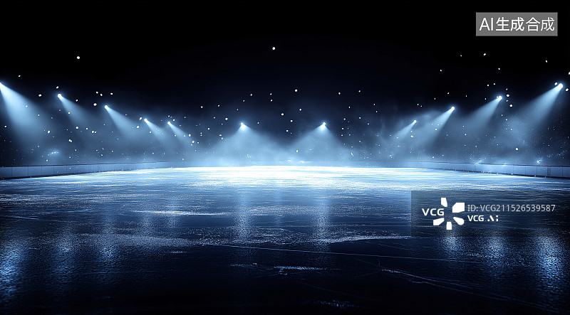 【AI数字艺术】舞台灯光照射下的展台空间背景图片素材