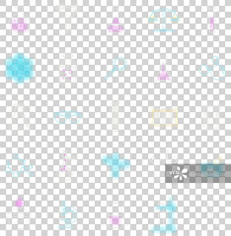 霓虹灯科学实验室图标集图片素材