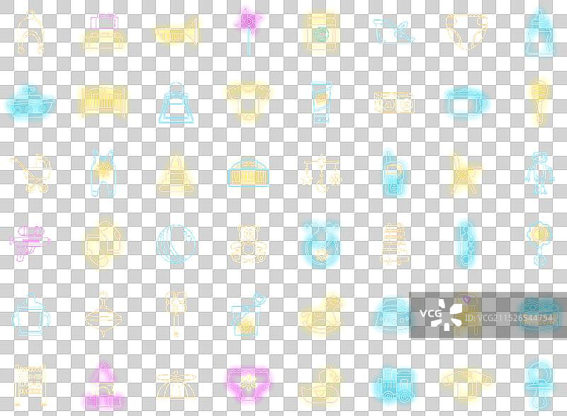 玩具婴儿用品霓虹灯图标集图片素材