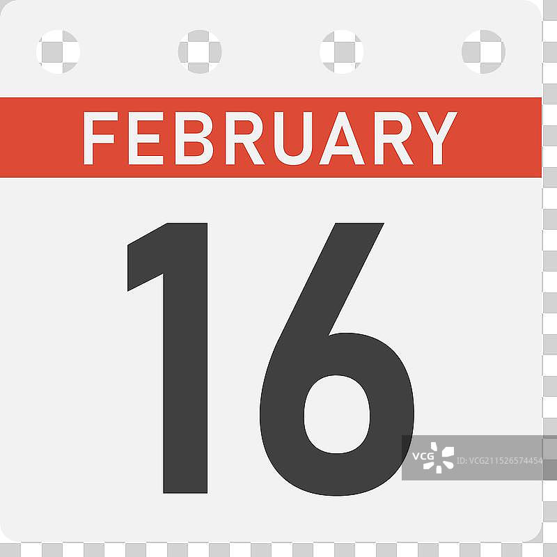日历页面图标 - 2月16日图片素材