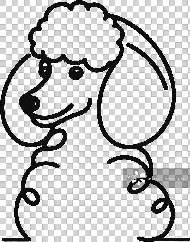 手绘线条侧面玩具贵宾犬图片素材