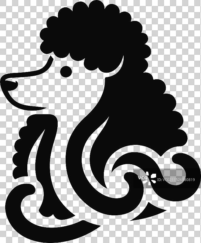 手绘线条侧面玩具贵宾犬图片素材