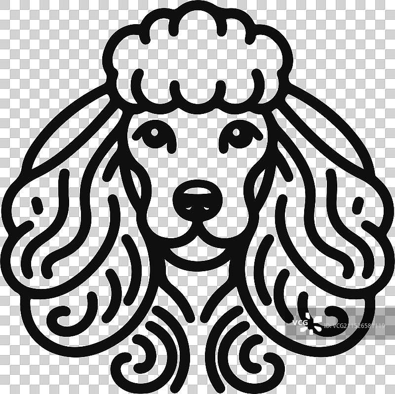 手绘线条侧面玩具贵宾犬图片素材