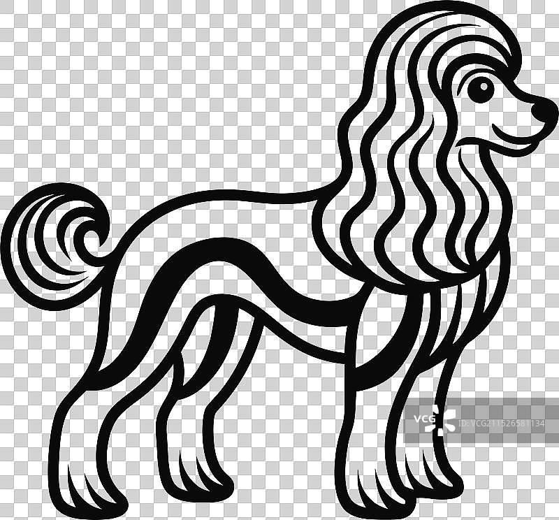 手绘线条侧面玩具贵宾犬图片素材