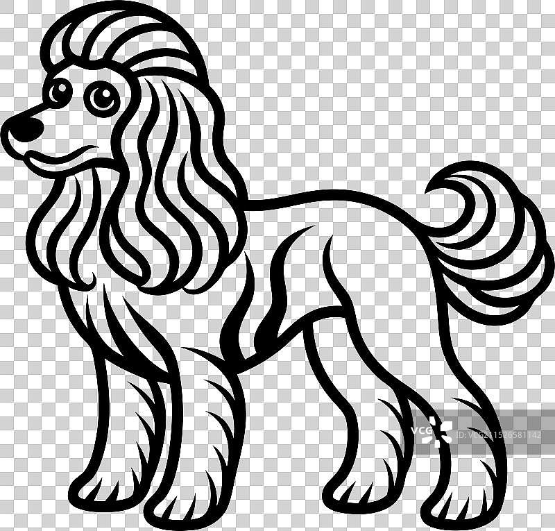 手绘线条侧面玩具贵宾犬图片素材